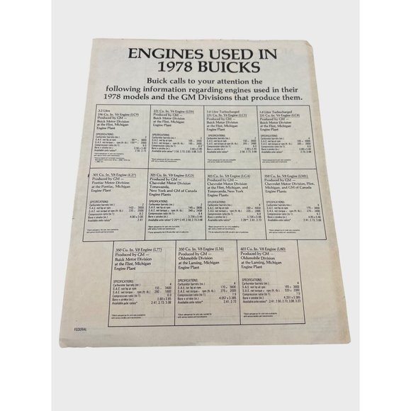 Vintage 1978 Buick Sales Brochure 75 Years of Greatness 19 Pages + Engine Insert - Picture 4 of 12